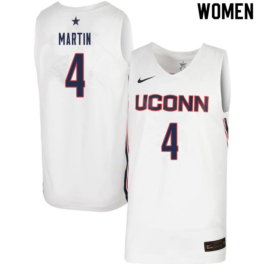 Women #4 Tyrese Martin Uconn Huskies College Basketball Jerseys Sale-White